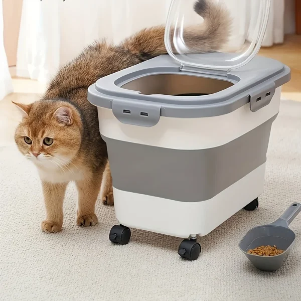 Large Capacity Square Plastic Pet Food Storage Container with Wheels