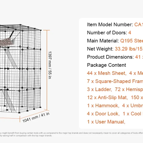 SucceBuy Large Cat Cage  with Front Doors
